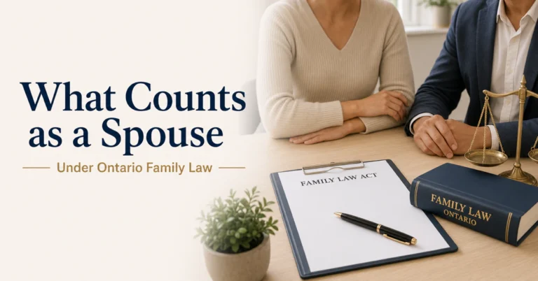 Two partners reviewing the Ontario Family Law Act, illustrating what counts as a spouse under Ontario family law.