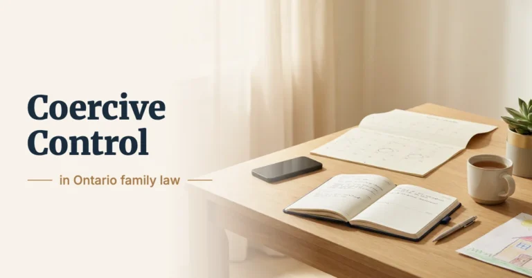 Coercive control in Ontario family law: a notebook, phone and family calendar on a kitchen table